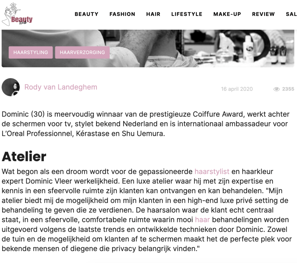 beautyweg interview atelier dmnc Nieuwe salon: Atelier DMNC in Rotterdam